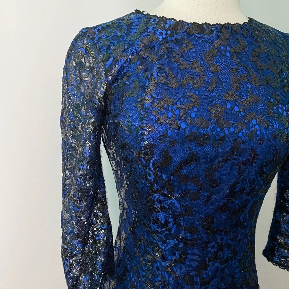Tahari royal blue dress sz-2 - Picture 4 of 7